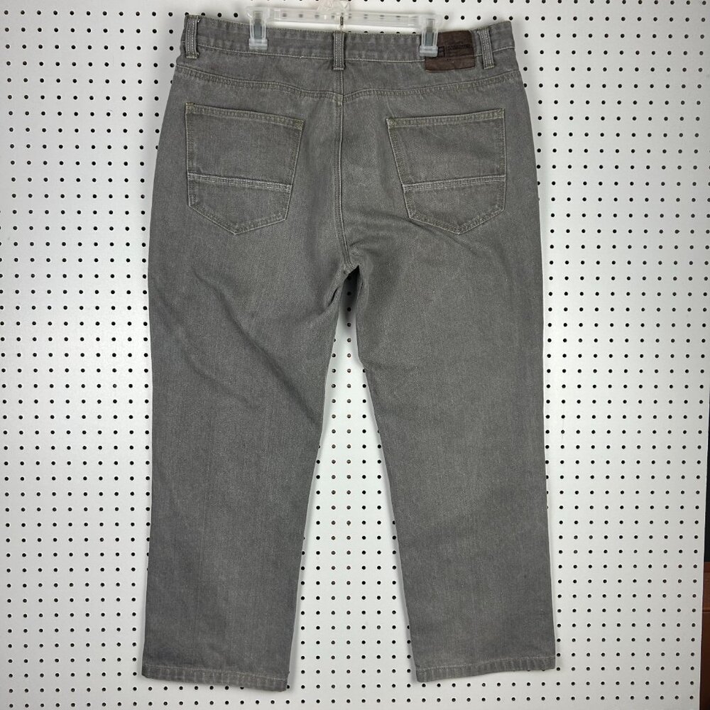 Godbody‎ Baggy 90s Jeans 40x30 Hip Hop Gray Stitched Wide Leg Streetwear Patch